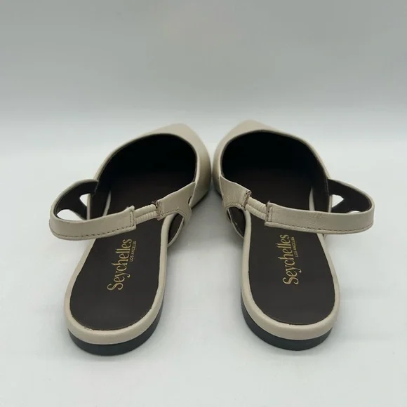 Seychelles Good Girl Ivory Leather Slingback Flats Pointed Toe Size 10 NWB - Picture 7 of 13